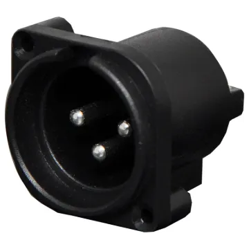 Straight pin PCB mount XLR connectors. These have the same mounting depth as our P 0221 and P 0222 PCB mount RCA sockets, making these ideal for  audio input boards.