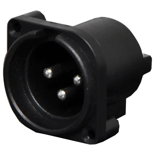 Straight pin PCB mount XLR connectors. These have the same mounting depth as our P 0221 and P 0222 PCB mount RCA sockets, making these ideal for  audio input boards.