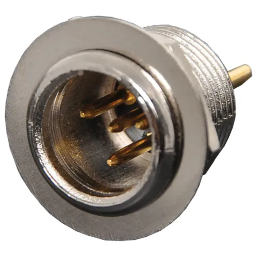 4 Pin Chassis Male. Mounting hole 11mm diametre.