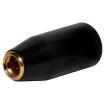 Accepts a female mini 3 pin XLR, allowing it to plug into a full size standard female 3 pin XLR.