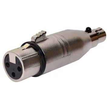 Accepts a female mini 3 pin XLR, allowing it to plug into a full size standard male 3 pin XLR.