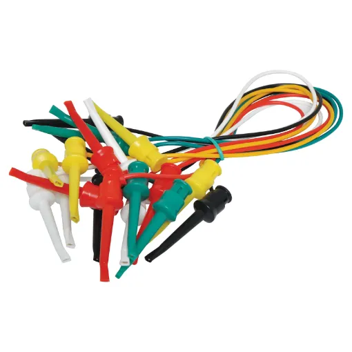 10 pack of IC clip to IC clip cables. Contains 2 each of red, white, black, green, yellow. 300mm in length.