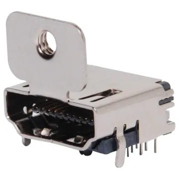 19 pin HDMI socket with mounting tab for securing to chassis or wallplate.