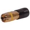 Used in high end video & RF signal leads such as RGB, component, digital television & pay TV applications. See tools section for the T 1562 crimping tool to suit. Cable entry size 5mm to suit RG59 coaxial cable.