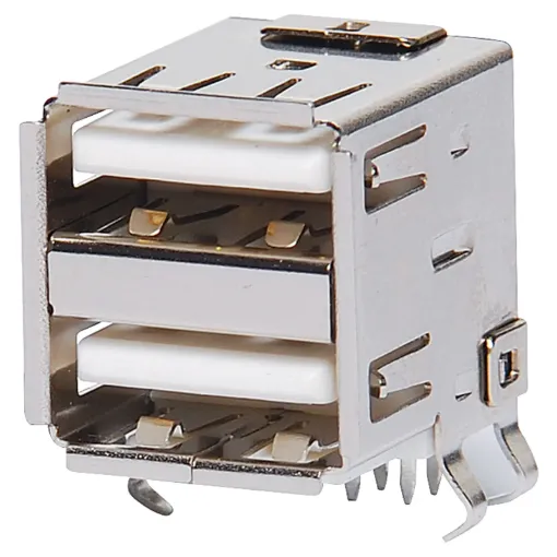 Dual USB A Type Sockets PCB Mount.
