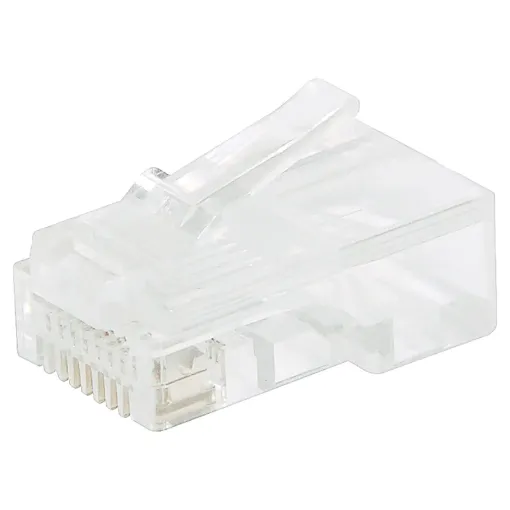 Unique through hole (open-pass) design for quick, easy termination 
Cat5e 8P8C male connector suits solid core cable