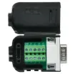With this serial terminal block breakout users can make their own custom DE-9 serial interfaces with ease. The casing houses a PCB with screw terminal blocks suitable for use with stranded or solid core copper wire. Once wired up, you can clip the casing closed securely - it can be reopened if require using a small screw driver.