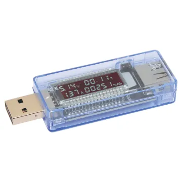 This USB Voltage and Current Meter is a handy little gadget that allows you to keep an eye on the output voltage and current leaving your USB port when charging devices such as phones, cameras and tablets. 

Easy to read display gives simultaneous voltage, power consumption over time (resettable)  and current measurements. Max voltage reading 24V