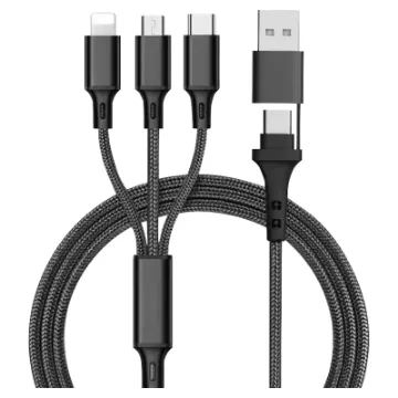 A handy 1.2m charging cable with three ends to suit USB type C, Apple lightning and micro USB devices. Handy to keep around the house or in the car glovebox