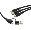 A handy 1.2m charging cable with three ends to suit USB type C, Apple lightning and micro USB devices. Handy to keep around the house or in the car glovebox