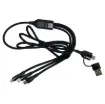 A handy 1.2m charging cable with three ends to suit USB type C, Apple lightning and micro USB devices. Handy to keep around the house or in the car glovebox