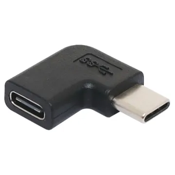 This Type C female to Type C male right angle USB adaptor can be used to join USB C connections.