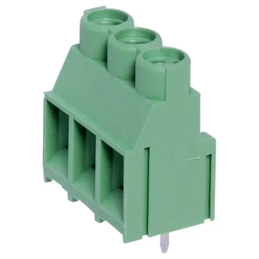 6.35mm Pitch 
Dove-tail grooves enable these terminal blocks to be ganged together in any combination. With wire protect terminals. Rated at 30A at 300V AC.

Cable size: 0.5-3.6mm2