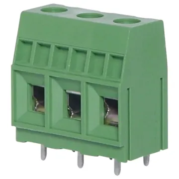 Super heavy duty PCB terminals for high power industrial applications.
Dove-tail grooves enable these 2 and 3 way terminal blocks to be ganged together. 
With moving cage wire protect terminals. Rated at 40A at 600V AC.

10.16mm pitch. 
Cable size: 1