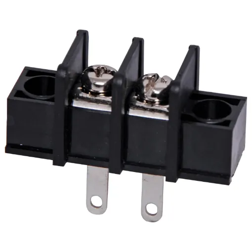 Pin Spacing: 9.5mm
Current Rating: 15A at 250V
Solder Lugs: Tin Plated Brass
Screw: Nickel Plated Steel
Housing: Thermoplastic UL94V-O, Black