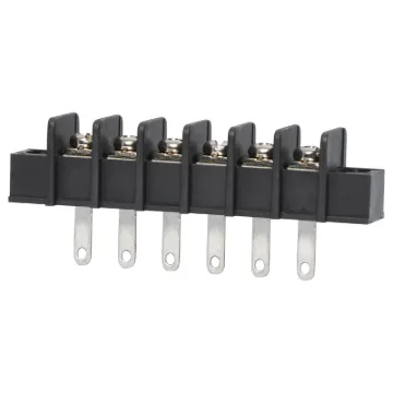 Pin Spacing: 9.5mm
Current Rating: 15A at 250V
Solder Lugs: Tin Plated Brass
Screw: Nickel Plated Steel
Housing: Thermoplastic UL94V-O, Black