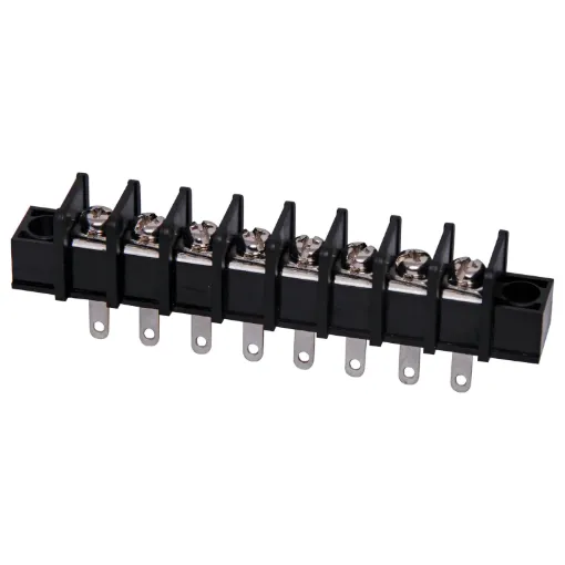 Pin Spacing: 9.5mm
Current Rating: 15A at 250V
Solder Lugs: Tin Plated Brass
Screw: Nickel Plated Steel
Housing: Thermoplastic UL94V-O, Black
