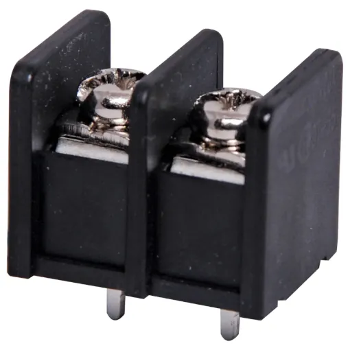 Pin Spacing: 8.25mmCurrent Rating: 15A at 300VSolder Pins: Tin Plated BrassScrew: Nickel Plated SteelHousing: Polyamide UL94V-O, BlackSuits 3mm fork type crimps.