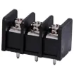 Pin Spacing: 8.25mm
Current Rating: 15A at 300V
Solder Pins: Tin Plated Brass
Screw: Nickel Plated Steel
Housing: Polyamide UL94V-O, Black
Suits 3mm fork type crimps P 2103, P 2104, P 2105, P 2106, P 2107, P 2108.