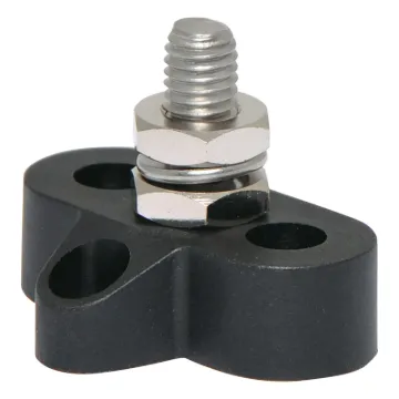 This Single Black M8 Power Distribution Post is a heavy duty stainless steel post that is mounted on a moulded plastic base. 48V DC max.
