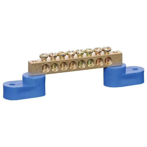 This standard 8 way machined brass busbar can be used as a common point for wiring and can be useful for low voltage tie points within vehicles such as boats or caravans.  120A.