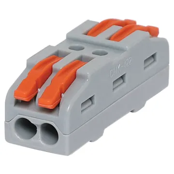 Splice joiners as used in lighting circuitry. Secure cage clamp connection. Suit 0.08-4mm2. Max ferruled conductor 2.5mm2. 32A 400V AC