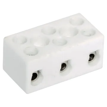 Glazed ceramic terminals commonly used in lighting and mains installations where high temperature is present. 3 Way 10A 250VAC rated.