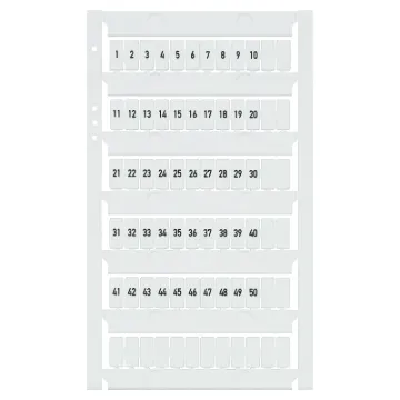 Terminal labels numbered 1 to 50. Suit the following 25A DIN Rail terminals: P 2400, P 2407, P 2410, P 2413.
