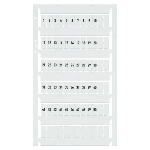 Terminal labels numbered 1 to 50. Suit the following 25A DIN Rail terminals: P 2400, P 2407, P 2410, P 2413.
