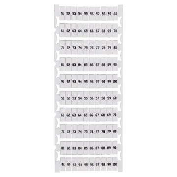 Terminal labels numbered 51 to 100. Suit the following 25A DIN Rail terminals: P 2400, P 2407, P 2410, P 2413.

*Pic for illustration purposes