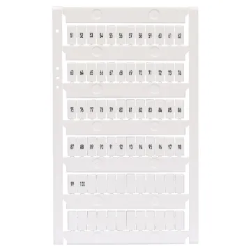 Terminal labels numbered 51 to 100. Suit the following 25A DIN Rail terminals: P 2400, P 2407, P 2410, P 2413.