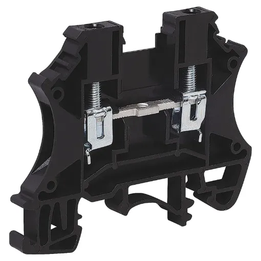 Designed to be ganged together to form as many poles as required to suit your application. Suitable for 35mm top hat and asymmetrical “G” Type DIN rail mounts.
600V rated. Black.