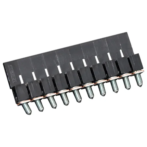 Designed to be ganged together to form as many poles as required to suit your application. Suitable for 35mm top hat and asymmetrical “G” Type DIN rail mounts.
600V rated. 25A. Black.