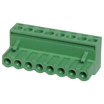 Screw terminal plugs with rising clamp type terminals. Rated 10A at 300V. Cable hole entry size up to 4mm2 or 12AWG. 8 Way.