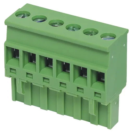 Rising clamp type terminals. Rated 15A at 300V.