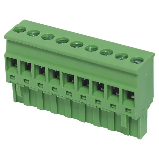 Rising clamp type terminals. Rated 15A at 300V.