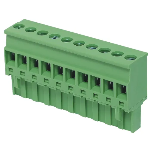 Rising clamp type terminals. Rated 15A at 300V.