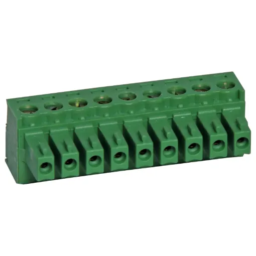 9 Way.
Screw Terminal Plugs
Rated 8A at 150V.
Cable hole entry size up to 1.5mm2 or 28-16AWG.