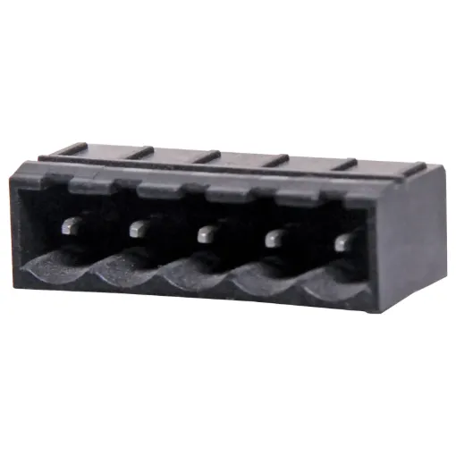 Constructed from high temperature plastic suitable for reflow soldering. 

Vertical Mount Boxed
Rated 10A at 300V
PCB pin diameter 1.2mm.