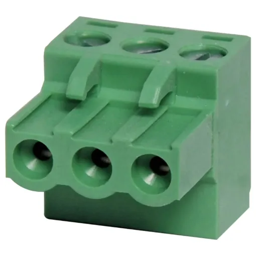 Offset screw terminal plugs.
3 Way.
Rated 10A at 300V.
Cable hole entry size up to 4mm2 or 12AWG.