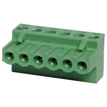 Screw terminal plugs with rising clamp type terminals.
6 Way.
Rated 10A at 300V.
Cable hole entry size up to 4mm2 or 12AWG.