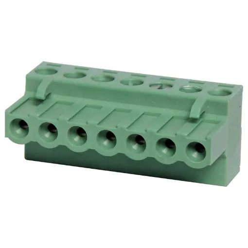Screw terminal plugs with rising clamp type terminals.
7 Way.
Rated 10A at 300V.
Cable hole entry size up to 4mm2 or 12AWG.