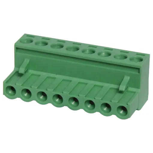 Screw terminal plugs with rising clamp type terminals.
8 Way.
Rated 10A at 300V.
Cable hole entry size up to 4mm2 or 12AWG.