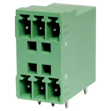 3 x 3 way pluggable socket for PCB mounting. Rated 8A at 300V.