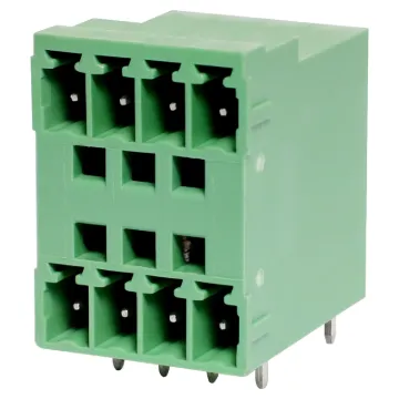 4 x 4 way pluggable socket for PCB mounting. Rated 8A at 300V.