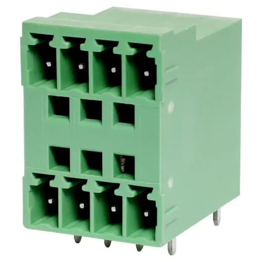4 x 4 way pluggable socket for PCB mounting. Rated 8A at 300V.