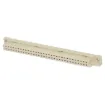 Moulded glass-filled polyester connectors to DIN 41612 with gold contacts. The plug moulding houses single piece 90 deg. Angled pins on a 0.1 inch pitch between rows, allowing horizontal mounting on Eurocards whilst the mating sockets have flow solde