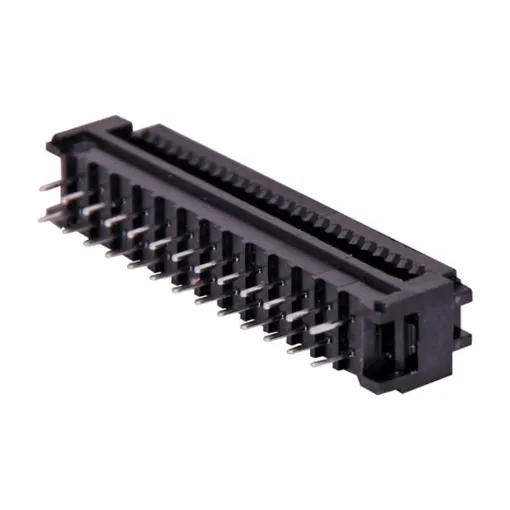 Used for non-removable connection to a PCB. Connector is crimped onto IDC ribbon cable and then is soldered to the PCB.
Twin row, 2.54mm pitch