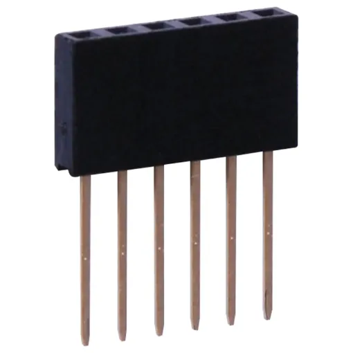 As used with Arduino development boards.
Gold plated contacts. 2.54mm spacing. Height is measurement of plastic surround in mm. 
Oupiin series 2044.