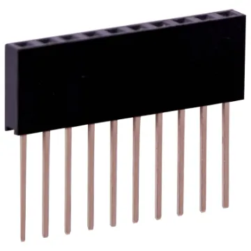 As used with Arduino development boards.
Gold plated contacts. 2.54mm spacing. Height is measurement of plastic surround in mm. 
Oupiin series 2044.